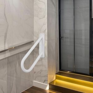 18 Inch Heavy Duty Metal Outdoor Handrails for Exterior Steps, U-Shaped White...